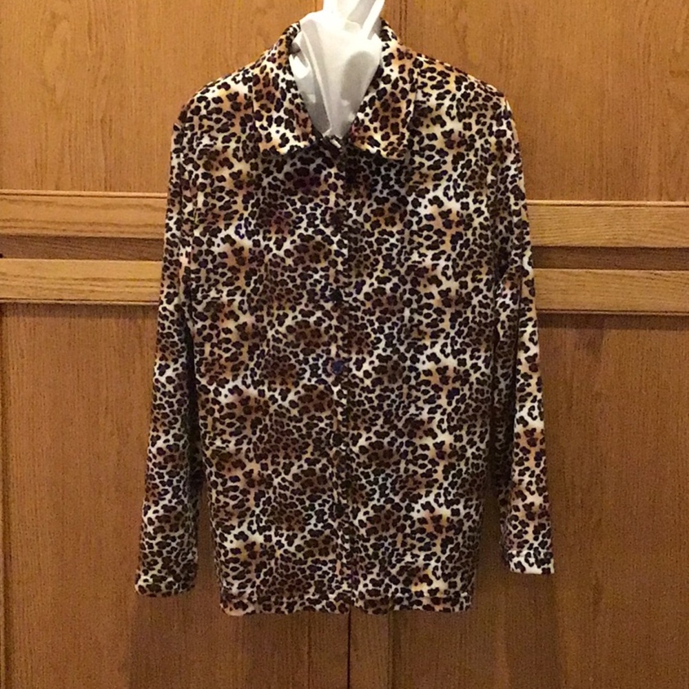 Cotton Velour Animal Print Blouse